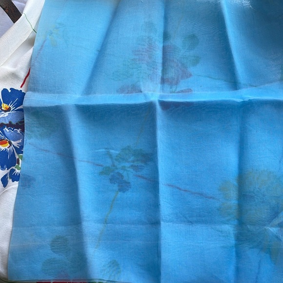 Vintage organdy (ca 1950's) blue remnant, 36" wide, 18" long - Picture 2 of 4